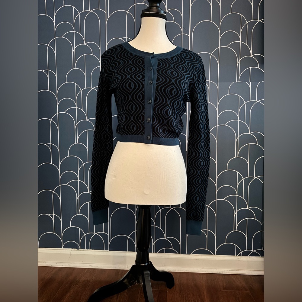 Sincerely Jules for Bandier Calla Jacquard Cropped Cardigan